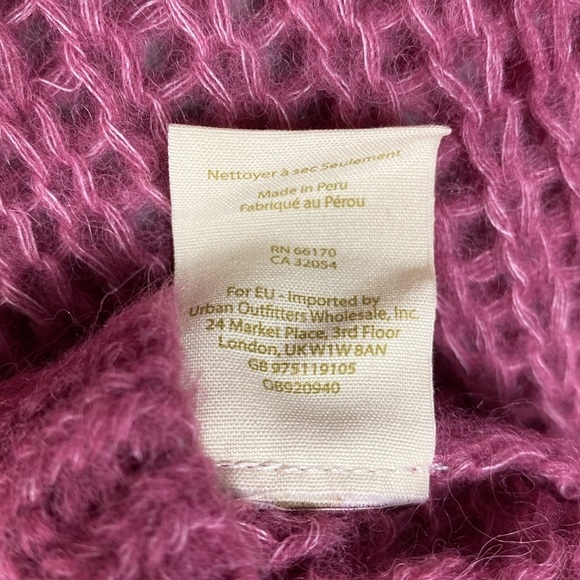 Free People open knit sweater alpaca wool blend S burgundy wine boho sheer - Picture 7 of 8